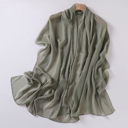 Effortless Grace Scarf Silver Crinkle Chiffon Hijab (MH153)