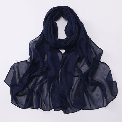 Effortless Grace Scarf Silver Crinkle Chiffon Hijab (MH153)