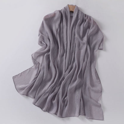 Effortless Grace Scarf Silver Crinkle Chiffon Hijab (MH153)