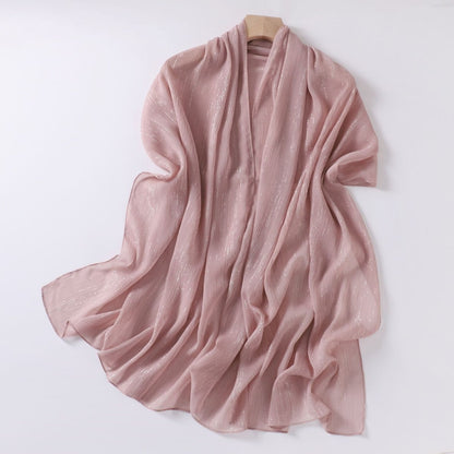 Effortless Grace Scarf Silver Crinkle Chiffon Hijab (MH153)
