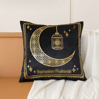 Eid Moon Hot Stamped Short Plush Pillow Cover (MR076)