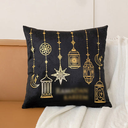 Eid Moon Hot Stamped Short Plush Pillow Cover (MR076)