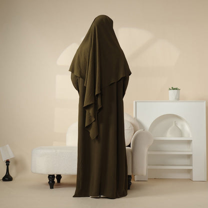 Elegant 2-Piece Crepe Abaya & Khimar Set (MK008)