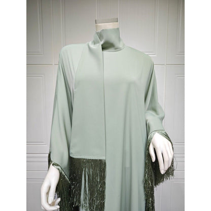 Bat Sleeve Tassel Kaftan | Party Dress with Flowy Fringe Details (MA288)