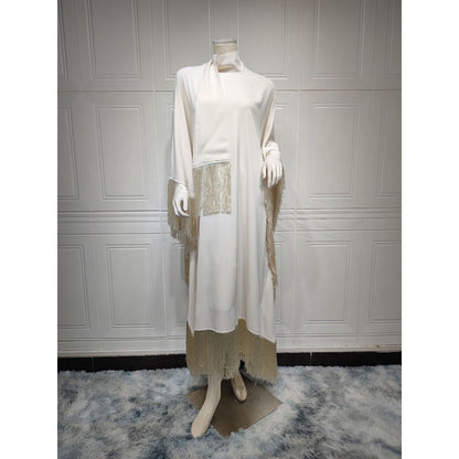 Bat Sleeve Tassel Kaftan | Party Dress with Flowy Fringe Details (MA288)