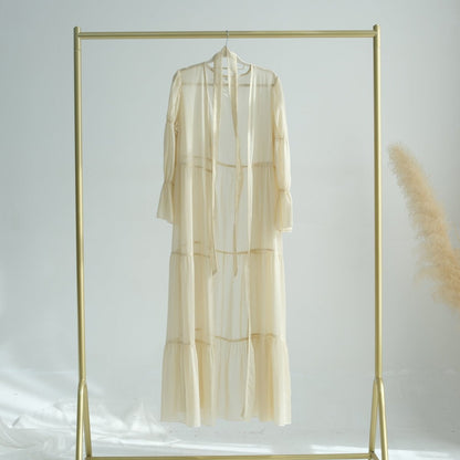 Elegant Chiffon Wrinkle Abaya | Three-Piece Set Modest Muslim Chiffon Abaya (MOA155)