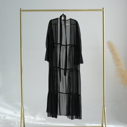 Elegant Chiffon Wrinkle Abaya | Three-Piece Set Modest Muslim Chiffon Abaya (MOA155)