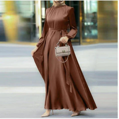 Elegant Faux Silk Abaya | Round Neck Abaya  (MA148)