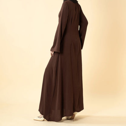 Elegant Flow Crepe Pocket Abaya Dress(MA432)