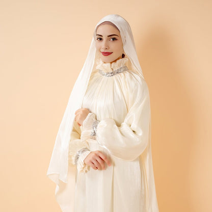 Elegant Glossy Flower Cuff Sequinned Abaya |  Glossy Abaya With Sequins (MA140)