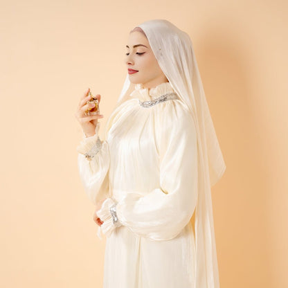 Elegant Glossy Flower Cuff Sequinned Abaya |  Glossy Abaya With Sequins (MA140)