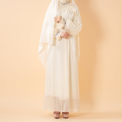 Elegant Glossy Flower Cuff Sequinned Abaya |  Glossy Abaya With Sequins (MA140)