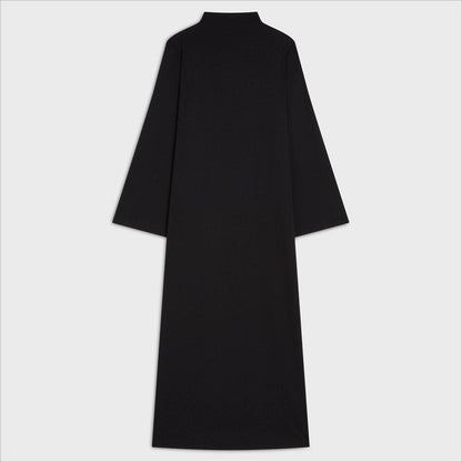 Elegant Half-Turtleneck Pullover Maxi Dress | Loose Fit Solid Color Dress with Hidden Pockets(MA313)