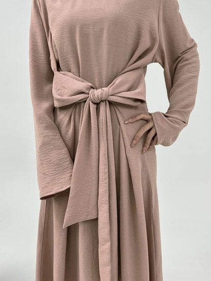 Elegant Lace-Up Ice Crape Abaya Evening Gown(MA160)