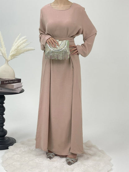 Elegant Lace-Up Ice Crape Abaya Evening Gown(MA160)