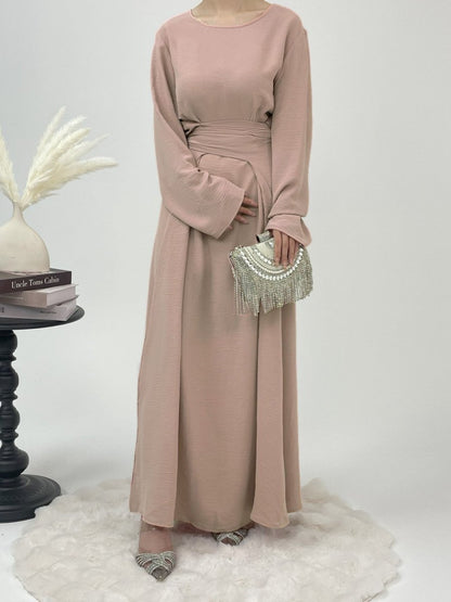 Elegant Lace-Up Ice Crape Abaya Evening Gown(MA160)