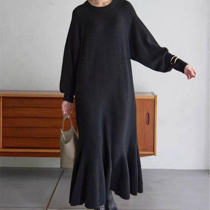 Elegant Lantern Sleeve Mermaid Maxi Dress | Loose Fit Long Sleeve Dress(MS154)