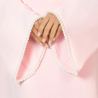 Elegant Pearl Embellished Cape Sleeve Evening Dress(MA400)
