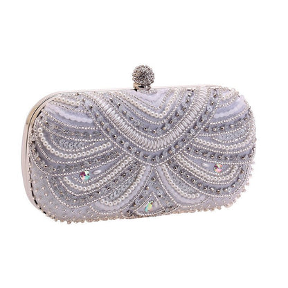 Elegant Pearl-Embellished Clutch Evening Bag for Weddings & Parties (MAC278)