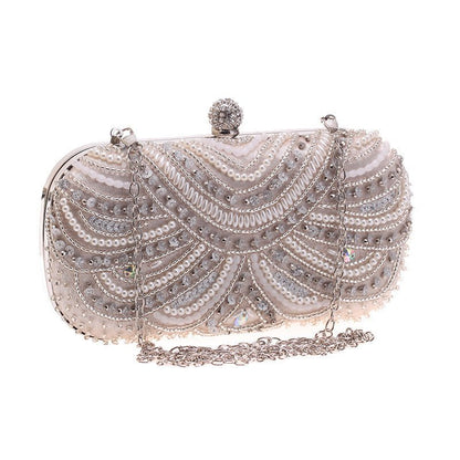 Elegant Pearl-Embellished Clutch Evening Bag for Weddings & Parties (MAC278)