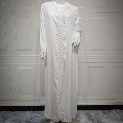 Elegant Prayer Dress with Floral Lace Detail (MOA285)
