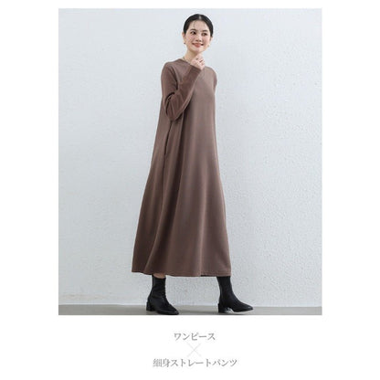Elegant Round Neck A-Line Maxi Dress - Solid Color Modest Abaya with Pockets (MA310)