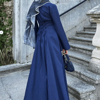Solid Color Robe Abaya With Back-Tie | Dressing Gown Style Abaya with Flared Sleeves (MA215)