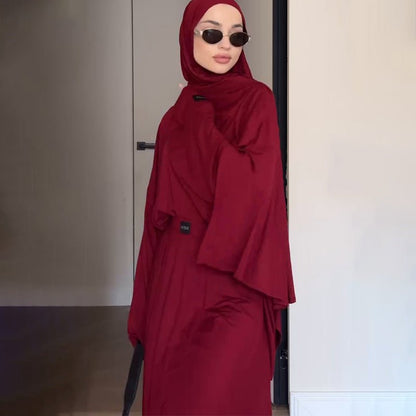 Elegant Solid Color Two-Piece Set | Side Slit Long Sleeve Top &  Pleated Skirt(MS135)