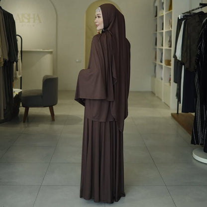 Elegant Solid Color Two-Piece Set | Side Slit Long Sleeve Top &  Pleated Skirt(MS135)