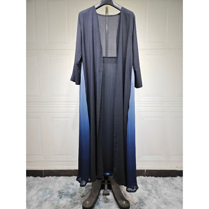 Elegant Gradient Pleated Abaya Robe | Modest Muslim Chiffon Maxi Dress (MOA223)