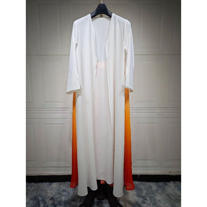Elegant Gradient Pleated Abaya Robe | Modest Muslim Chiffon Maxi Dress (MOA223)