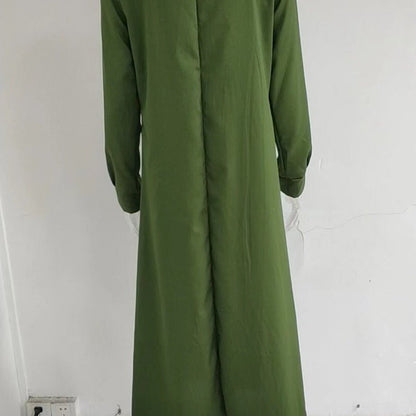 Elegant V-Neck Maxi Dress with Drawstring Design | Contemporary Modest Wear (MS121)