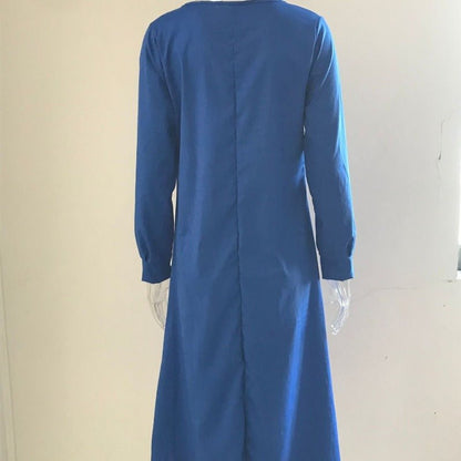 Elegant V-Neck Maxi Dress with Drawstring Design | Contemporary Modest Wear (MS121)