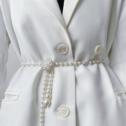 Elegant Versatile Pearl Cascade Waist Belt (MAC349)