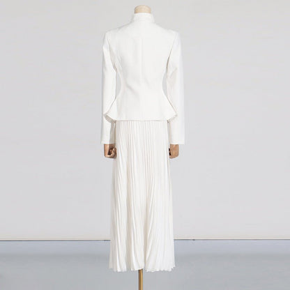 Embroidered Blazer & Pleated Skirt Set(MS214)