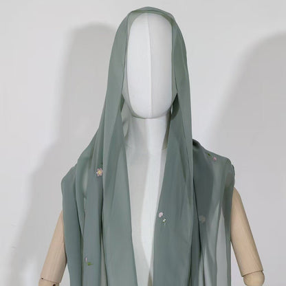 Embroidered Floral Abaya with Matching Hijab(MOA277)