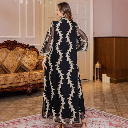 Embroidered Mesh Party Abaya (MA414)