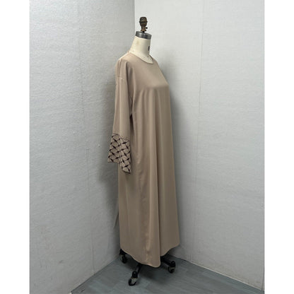 Embroidered Pattern Abaya Robe Dress - Modest Muslim Long Sleeve Maxi with Detachable Belt(MA272)