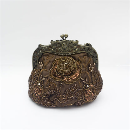 Embroidered Rose with Sequins Beads Evening Clutch Bag (MAC291)