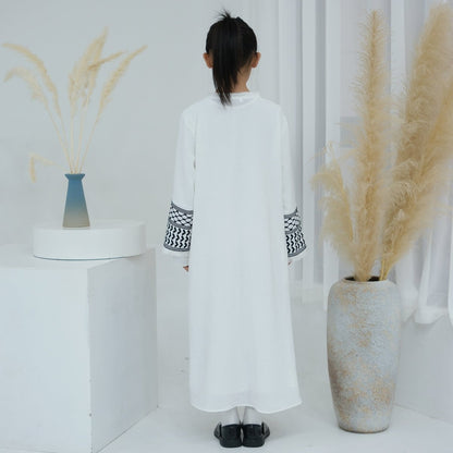 Embroidery Tassels Keffiyeh Children's Abaya (MKG014)