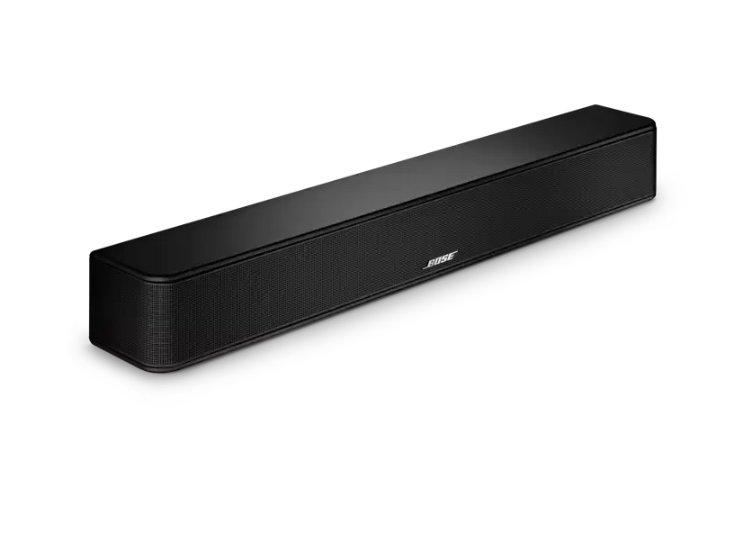 Black Bose Solo Soundbar 2 from Enforce Records, compact home audio speaker with sleek design and modern finish.