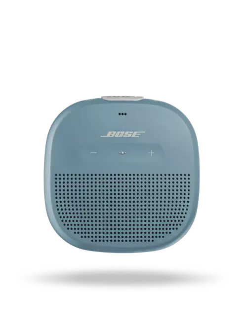 Enforce Records black Bose SoundLink Micro Bluetooth speaker, compact portable design with speaker grille and control buttons visible.