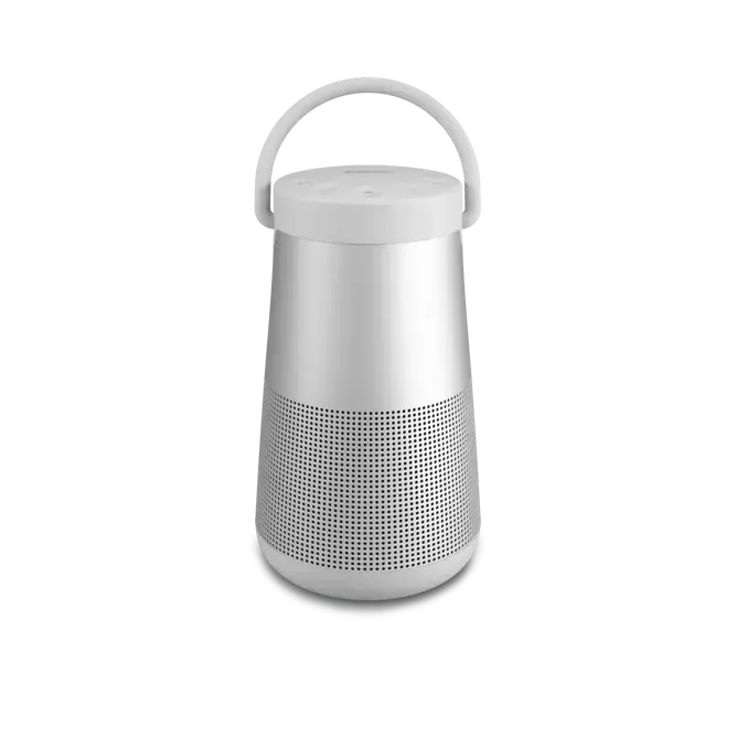Black Enforce Records Bose SoundLink Revolve+ II Bluetooth speaker, compact and portable with a sleek design for high-quality sound.