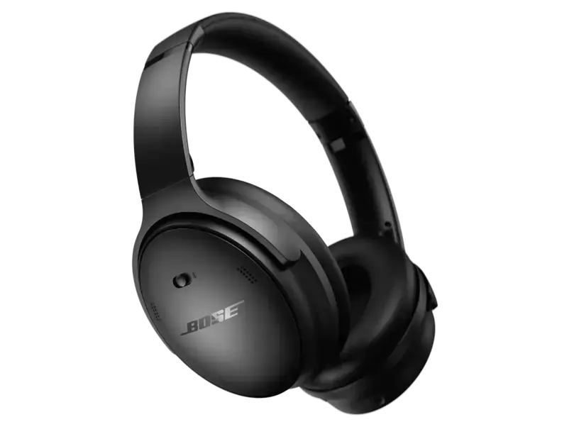 Black hard case for Bose QuietComfort headphones by Enforce Records, designed for storage and protection.