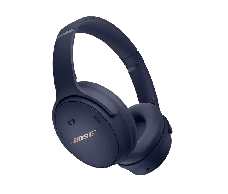 Black Bose QuietComfort 45 noise-canceling headphones with padded ear cups and headband, designed for comfort and high-quality audio performance.