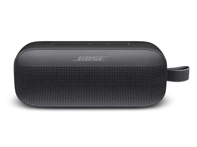 Black Bose SoundLink Flex Bluetooth Speaker 1st Generation, compact portable speaker with rugged design and built-in Bluetooth connectivity.