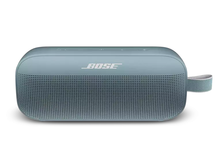 Black Bose SoundLink Flex Bluetooth Speaker, 1st Generation, showing the portable speaker with textured grill and control buttons.