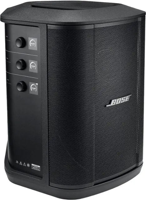 Bose S1 Pro+ portable Bluetooth speaker system with handle and control panel, ideal for music and sound amplification.