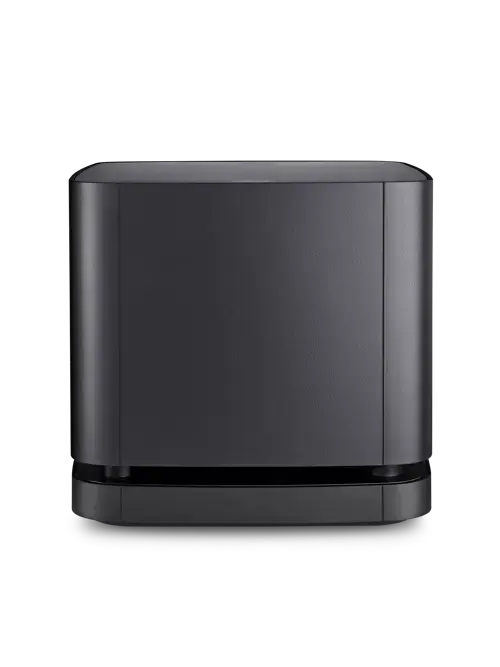 Black Bose Bass Module 500 from Enforce Records, showing its sleek design and compact shape for enhanced bass sound.