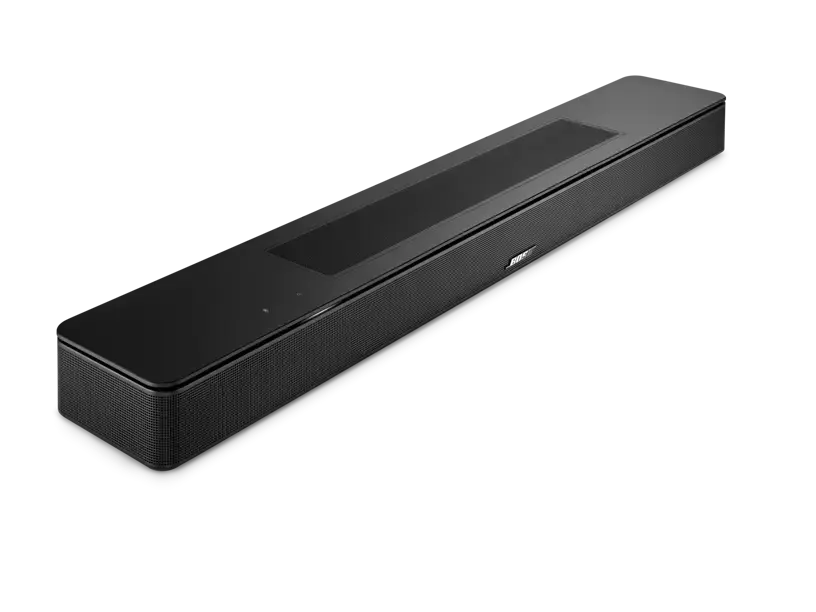 Brand new black Bose Smart Soundbar by Enforce Records, sleek design with multiple audio ports visible.